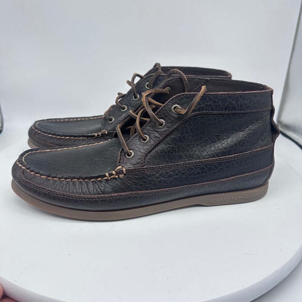 Sperry Authentic Original Dark Brown Leather Chukka Boots Mens Size 12